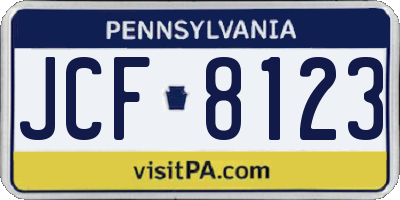PA license plate JCF8123