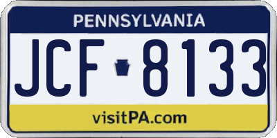 PA license plate JCF8133