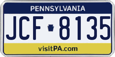 PA license plate JCF8135