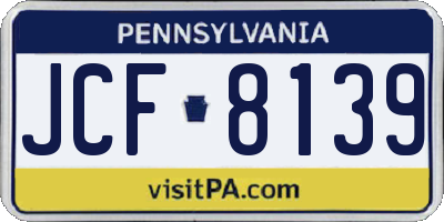 PA license plate JCF8139
