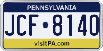 PA license plate JCF8140
