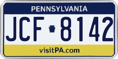 PA license plate JCF8142
