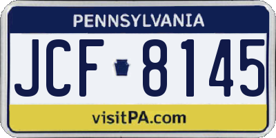 PA license plate JCF8145