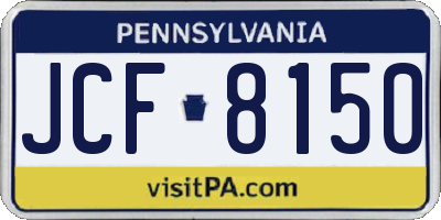 PA license plate JCF8150