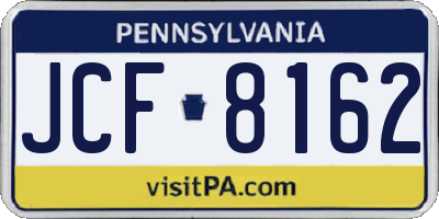 PA license plate JCF8162