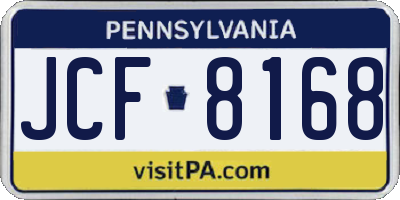 PA license plate JCF8168