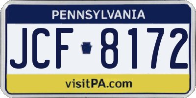 PA license plate JCF8172