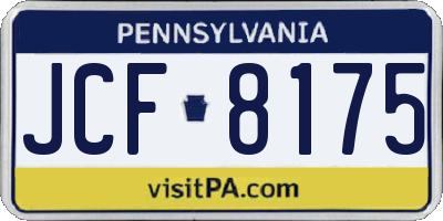 PA license plate JCF8175