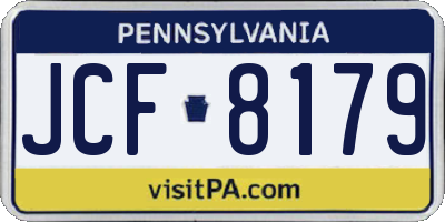 PA license plate JCF8179