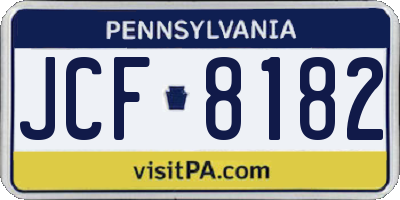 PA license plate JCF8182