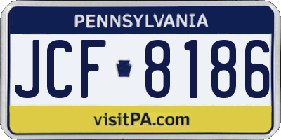 PA license plate JCF8186