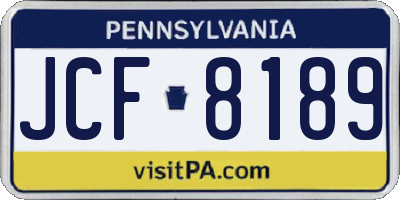 PA license plate JCF8189