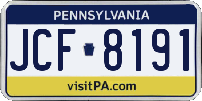 PA license plate JCF8191
