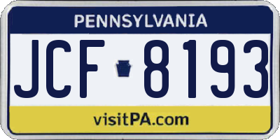 PA license plate JCF8193