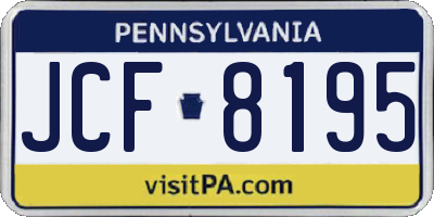PA license plate JCF8195