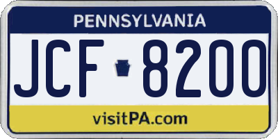 PA license plate JCF8200