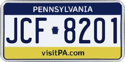 PA license plate JCF8201