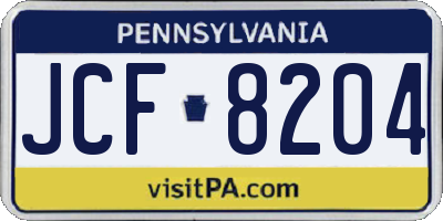 PA license plate JCF8204