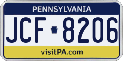 PA license plate JCF8206