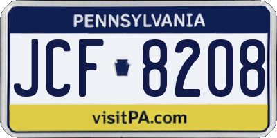 PA license plate JCF8208