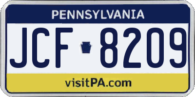 PA license plate JCF8209