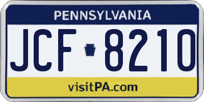PA license plate JCF8210