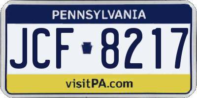PA license plate JCF8217