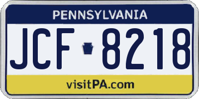 PA license plate JCF8218