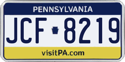 PA license plate JCF8219