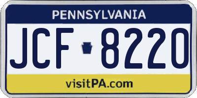 PA license plate JCF8220
