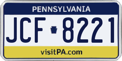 PA license plate JCF8221