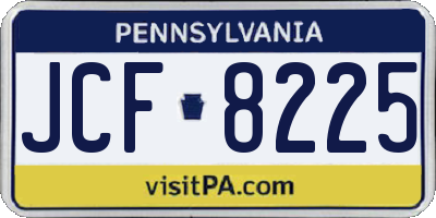 PA license plate JCF8225