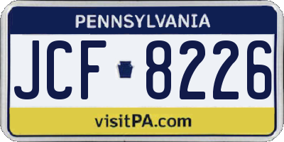 PA license plate JCF8226