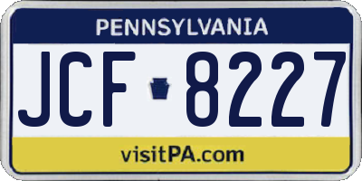PA license plate JCF8227