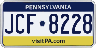 PA license plate JCF8228