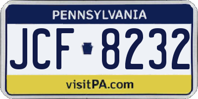 PA license plate JCF8232