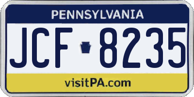 PA license plate JCF8235
