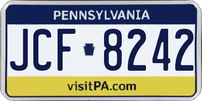 PA license plate JCF8242