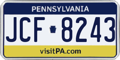PA license plate JCF8243