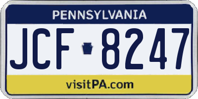 PA license plate JCF8247