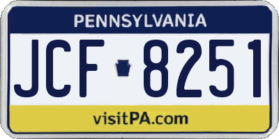 PA license plate JCF8251
