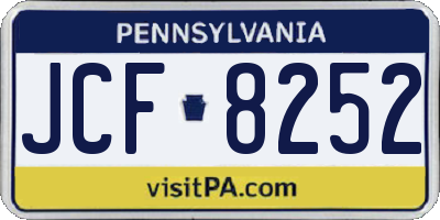 PA license plate JCF8252