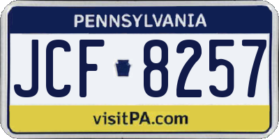 PA license plate JCF8257