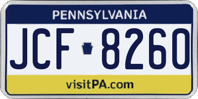PA license plate JCF8260