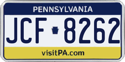 PA license plate JCF8262