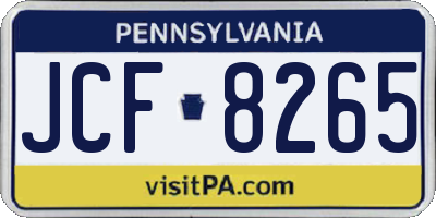 PA license plate JCF8265