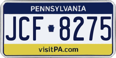 PA license plate JCF8275