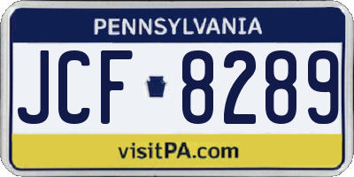 PA license plate JCF8289