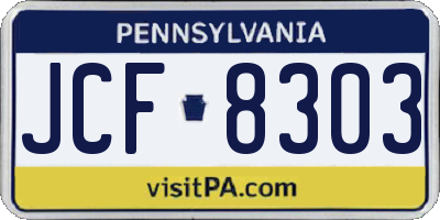 PA license plate JCF8303