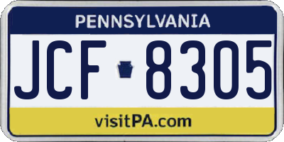 PA license plate JCF8305